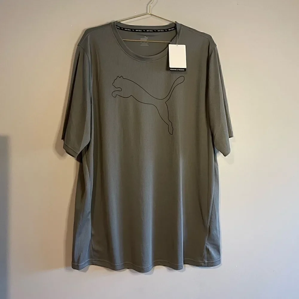 Puma Dry Cell Running & Training Gray Logo T-Shirt | SZ XXL